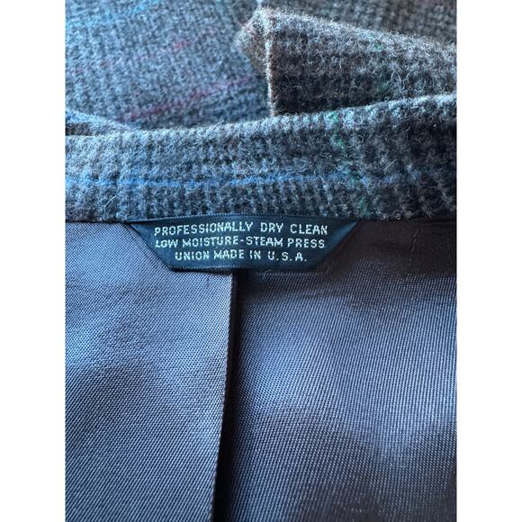 VTG 70s C&R Clothiers Mens Sz 48 Wool Plaid Blazer Sport Coat Union Made USA - Picture 10 of 15